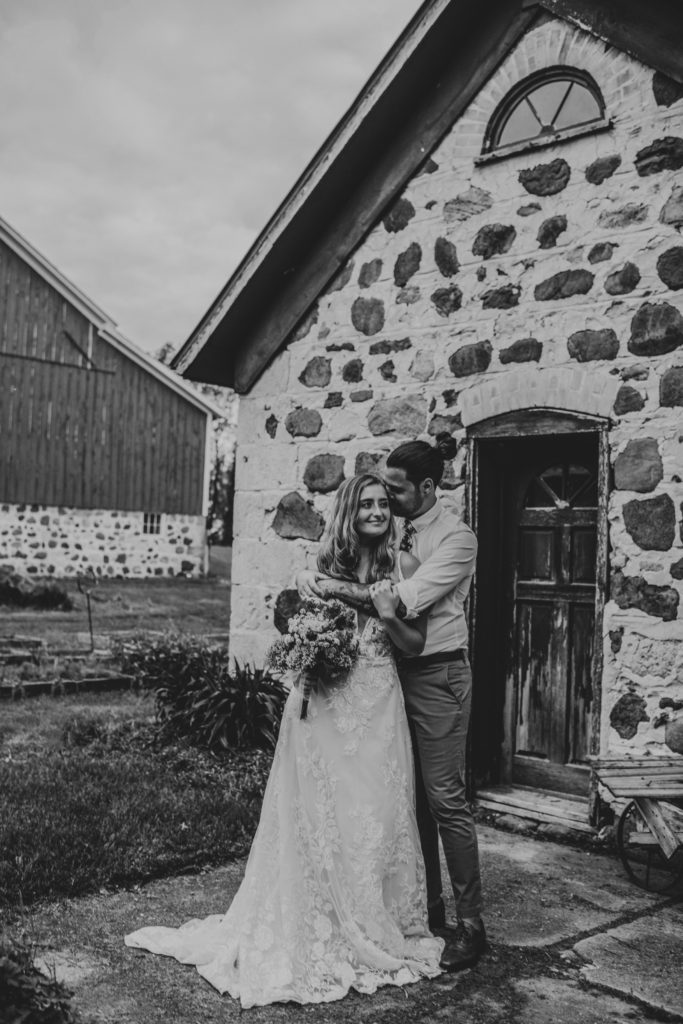 old stone house farm bride groom
