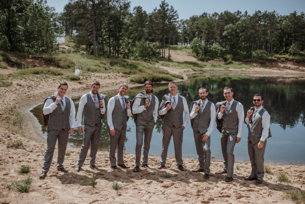 groomsmen at Sand Valley dunes